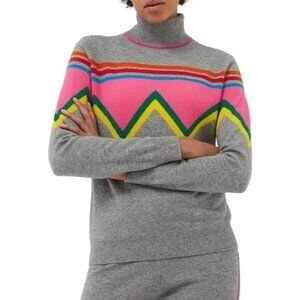 NEW Chinti and Parker Ski Slope Chevron Turtleneck Sweater GRAY SIZE S/AUTHENTIC